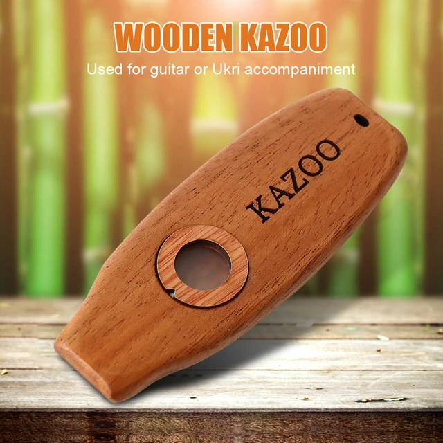 Wooden Kazoo Easy to Play with Flute Membrane Musical Instrument for Guitar