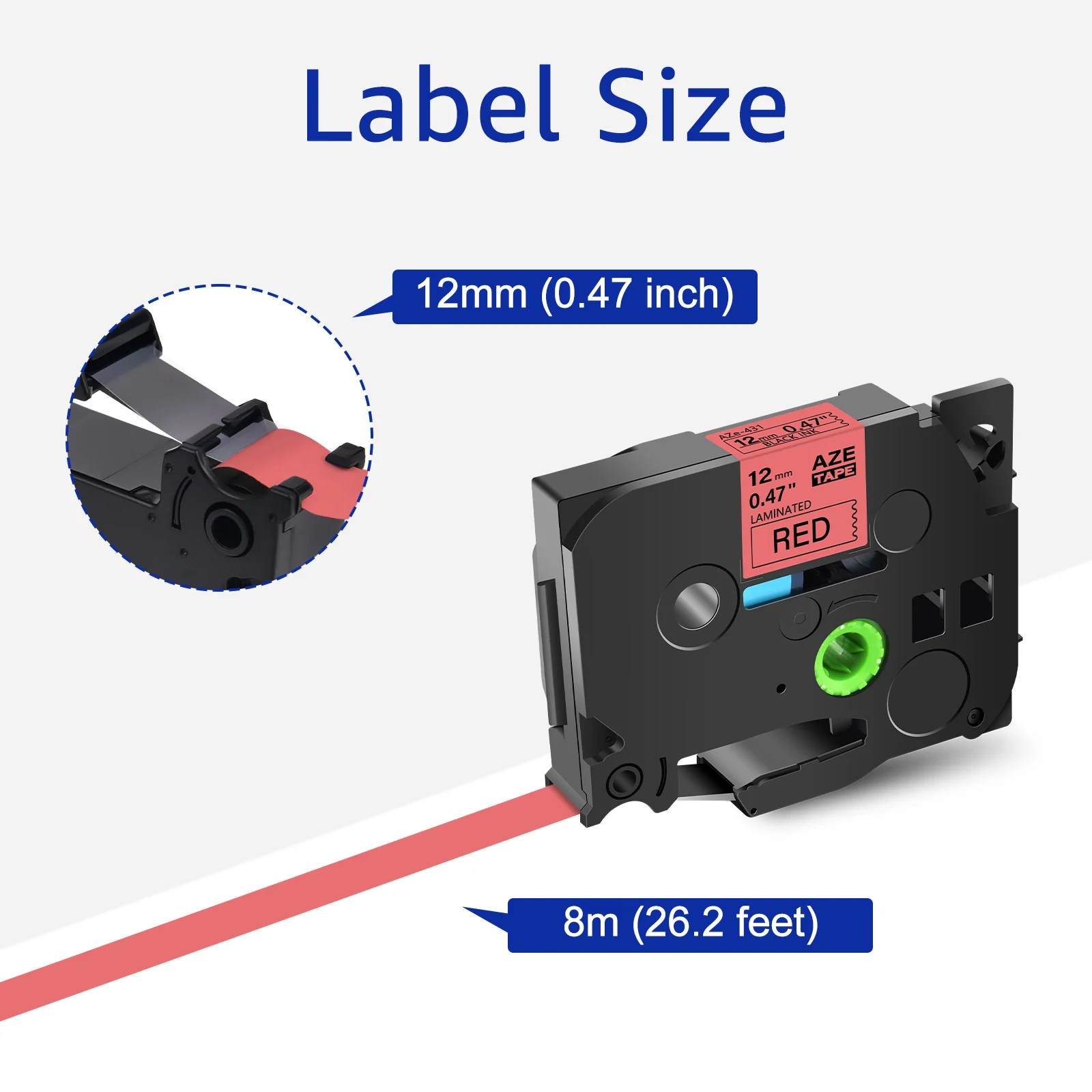 Description Picture 3 of item1PK Compatible for Brother TZE Tape 231 241 251 S231 Ribbons 6/9/12/18/24mm Laminated Tape for Brother P-touch Label Printer