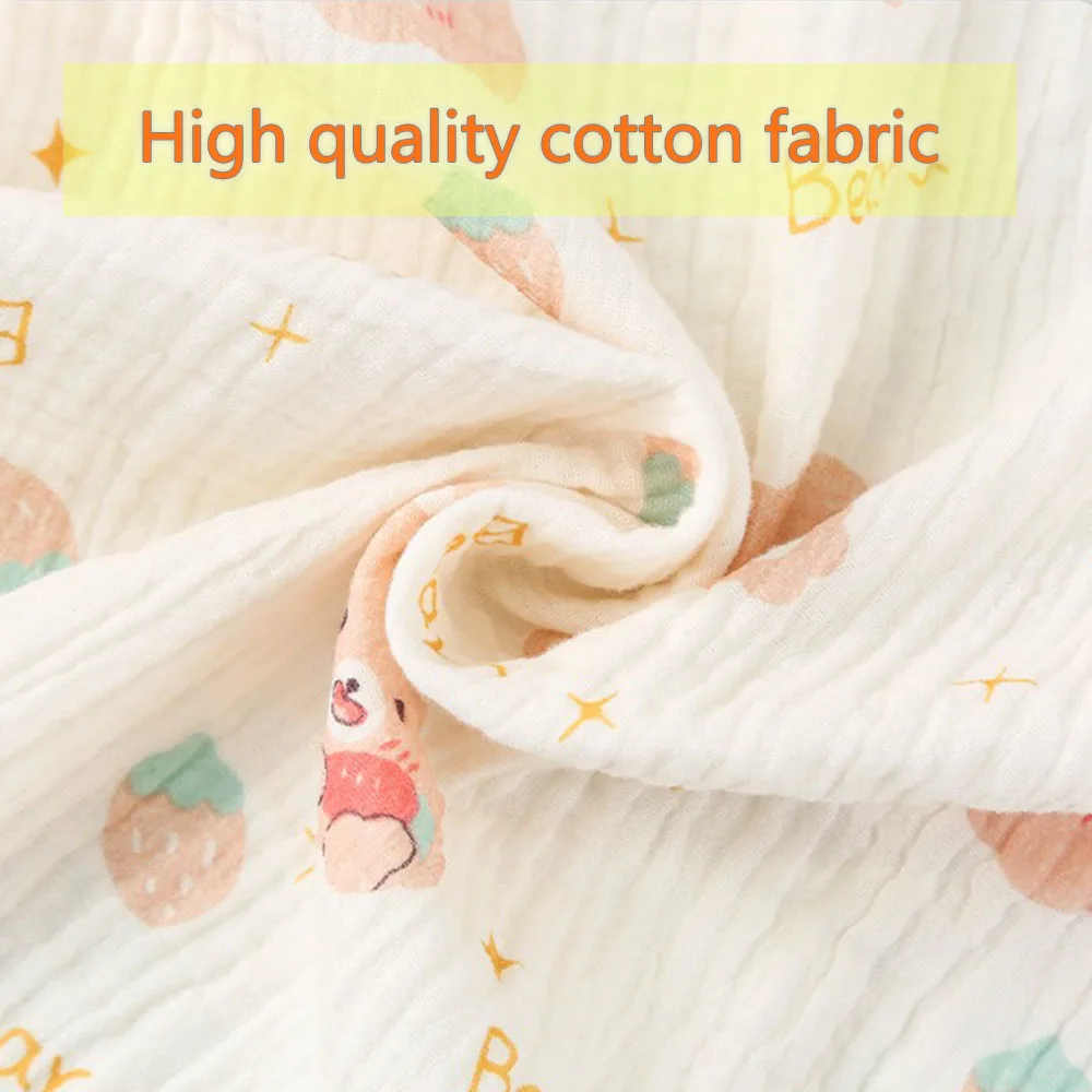 100% Cotton Double-layer Crepe Printed Fabric For Children's Pajamas Home Wear Bedding Bath Towel DIY Sewing Cloth By Half Meter