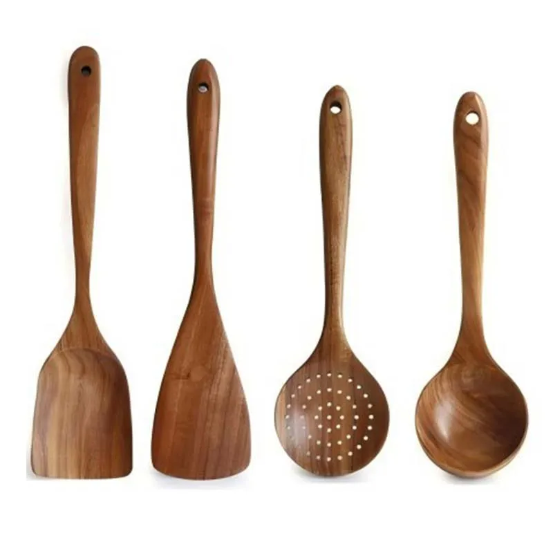 Complete Wooden Kitchen Set, 5 Utensils - Durable & Multiple Sizes (Up to 13.3in) for Christmas Feast Prep and Everyday Use