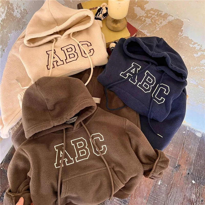 Kids Clothing Set 2PCS Baby Boy Girl Hooded Hoodie+Pant Fleece Home Suit Winter Spring 1-10Y
