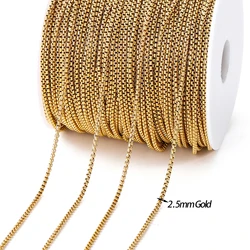 Gold - Tone Stainless Steel Beaded Chain with Lip Accents - 2 Meters for Jewelry and DIY Accessories (S7 Gold 2.5mm)