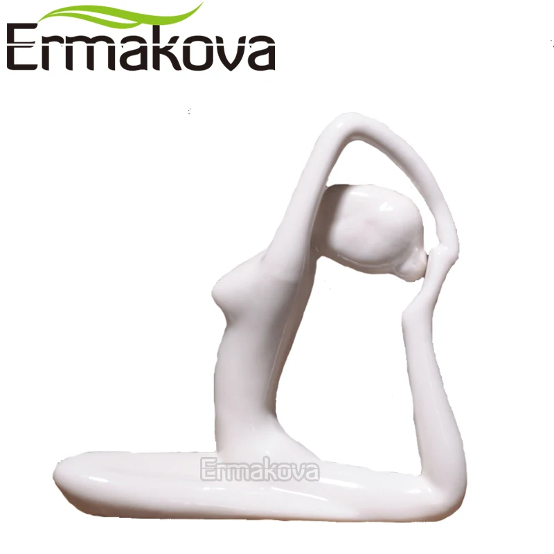 Ornament Crafts 12 Styles Abstract Art Ceramic Yoga Poses Figurine Porcelain Lady Figure Statue Home Yoga Studio Decor Ornament Miniature Figurines Miniature Ornament