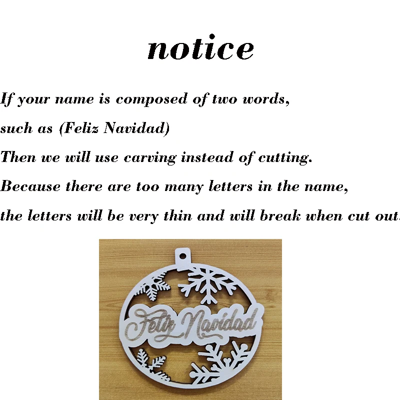 Christmas Decorations Christmas Snowflakes Custom Wood Pendant Laser Cut Name Christmas Ball Gift