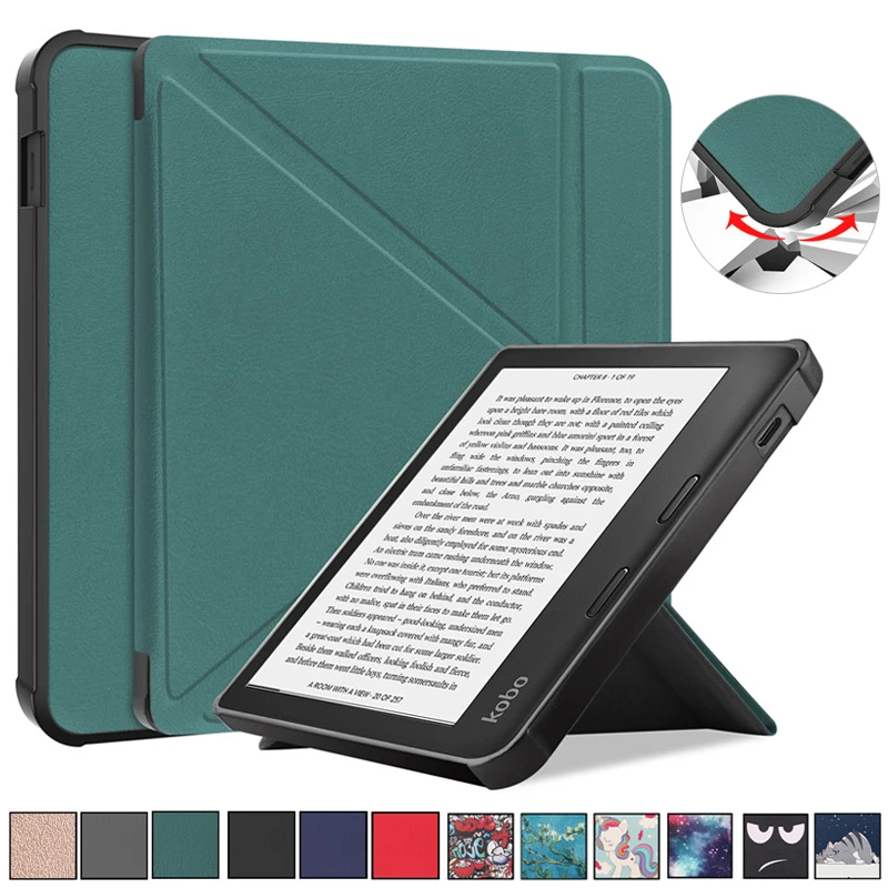 For KOBO Sage Cover 8 inch Fold PU Leather Soft TPU Back Stand