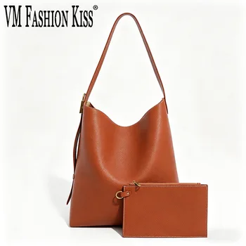 Borsa Hobo da Donna in Pelle Spaccata, Borsa a Secchiello Grande Capacità, Borsa a Spalla Sottobraccio con Tracolla Regolabile, Borse a Spalla Casual per Tutti i Giorni