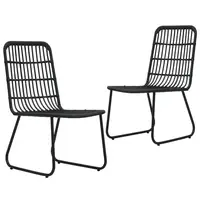 Stylish Black Rattan Outdoor Dining Set with Glass Table and Steel Frame - Image 3