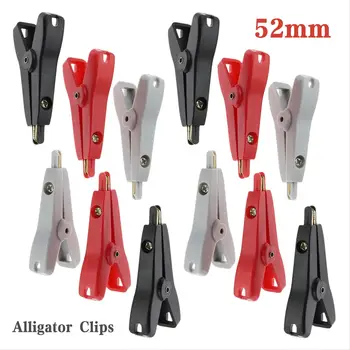 2pcs 52mm จระเข้เคลวิน Clamps ทองแดงทองชุบคลิปจระเข้สีเทา + สีดํา + สีแดงจระเข้ CLAMP แบนคลิปจระเข้ 1