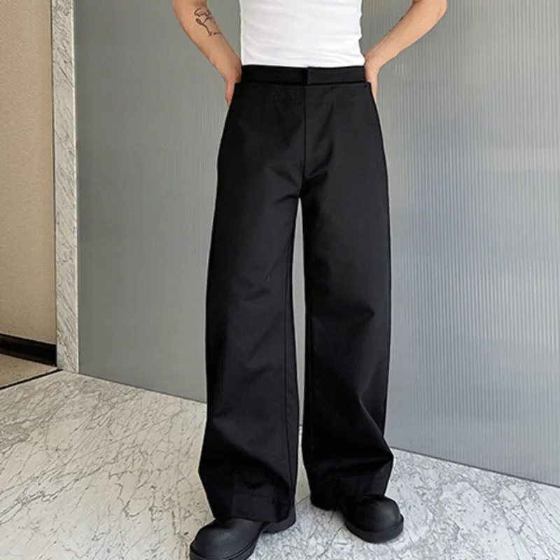 IEFB New Fashin Korean Style Men's Casual Pants Double-layer Straight Wide Leg Pants Solid Color Niche Stylish Men Wear 9C7056 3