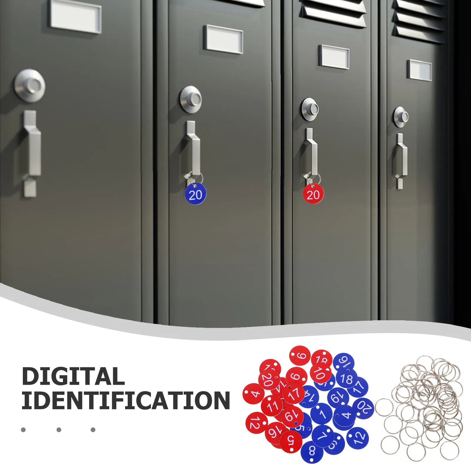 40Pcs 방수 번호가 매겨진 키 태그 사우나 목욕탕용 금속 원형 분할 링 로커룸 정리용 키 캐비닛 식별자