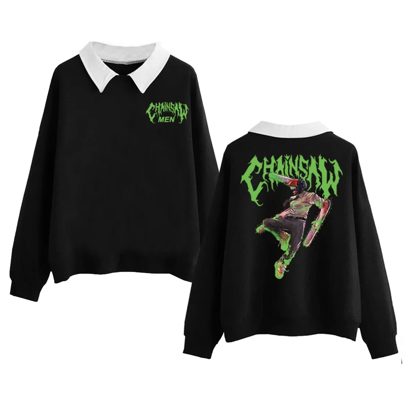 

Chainsaw Man Anime Funny Denji Fashion Fake Two Sweatshirt Shirt Hoodie Sweatshirt Women Shirt Collar Autumn
