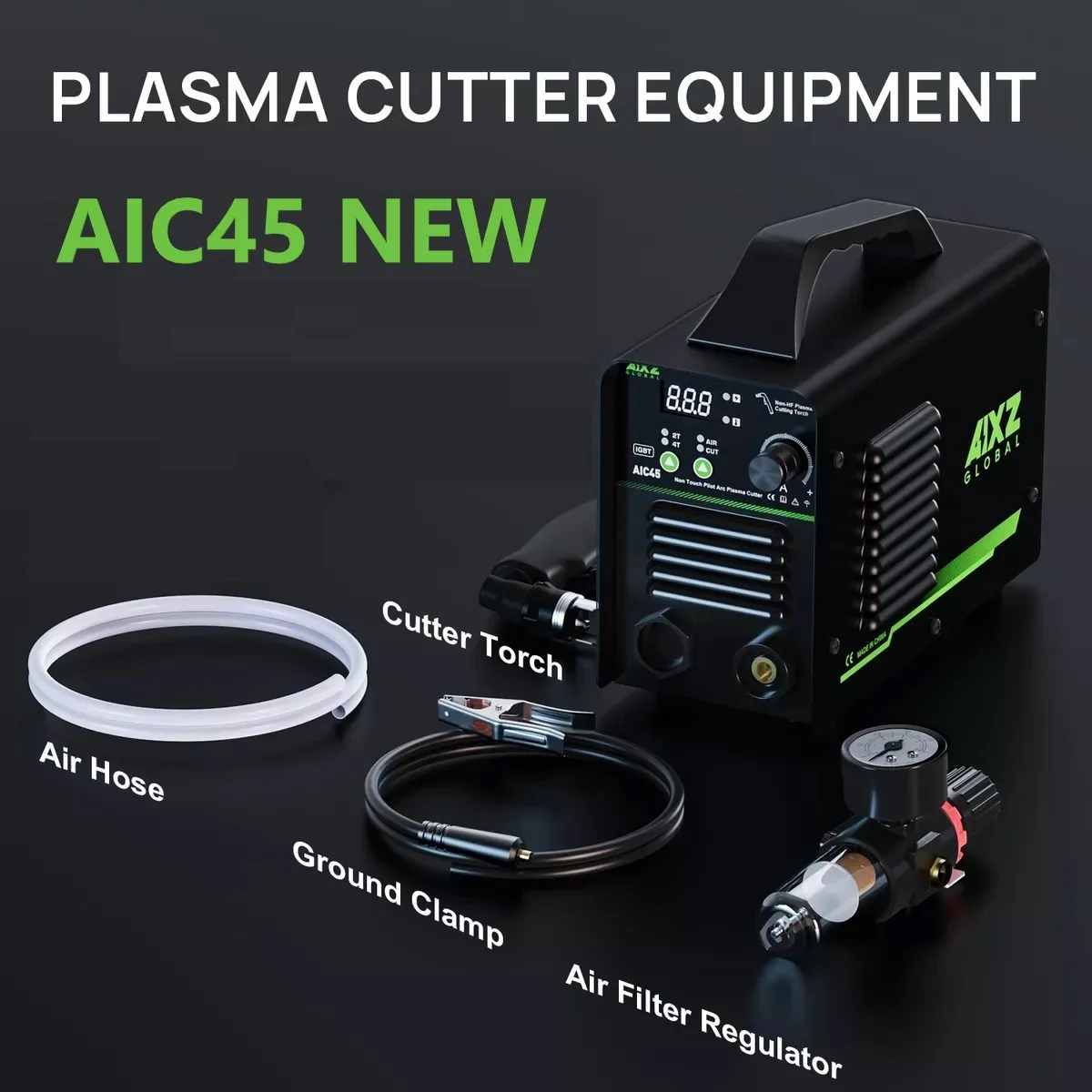 AIXZ AIC45 Plasma Cutter Non-Touch Pilot ARC 45Amps DC Air Plasma Cutting Machine 220V Digital Cutter Clean Cut 16mm