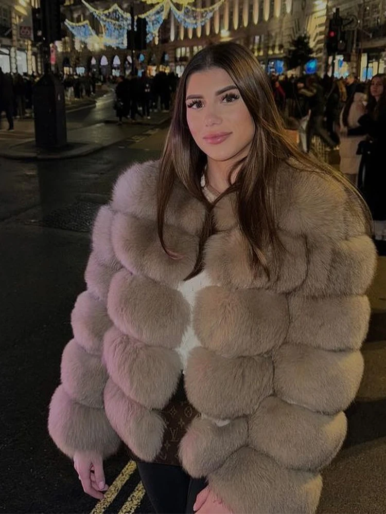 Faux Fur Short Coat Women Cropped Long Sleeve Artificial Fox Fur Jacket Women Winter Fluffy Top Thick Warm Furry Fur Outwears 3
