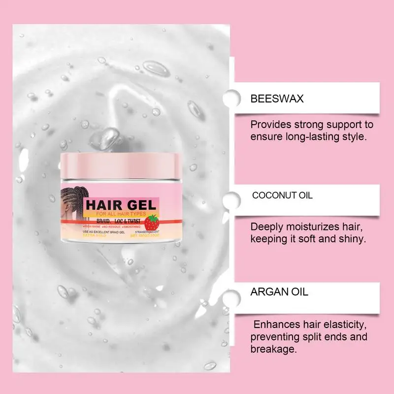 Braid Gel Edges Control Strong Hold Pomade Anti-Frizz Smooth Lasting Broken Hair Finishing Shaping Hair Edges Control Cream