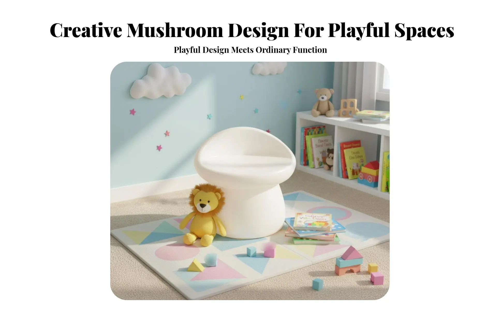 Mushroom-Shaped Stool Housewarming Gift Mushroom-Shaped Ottoman Decorative Creative Design for Adults, Entryway, Bedroom, Office
