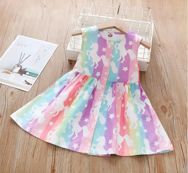 skirt for baby girl Girls Dress Summer 2022 New Children's Western Style Vest Princess Dresses Baby Girls Sleeveless Unicorn Dress Party And Wedding beautiful baby girl skirt