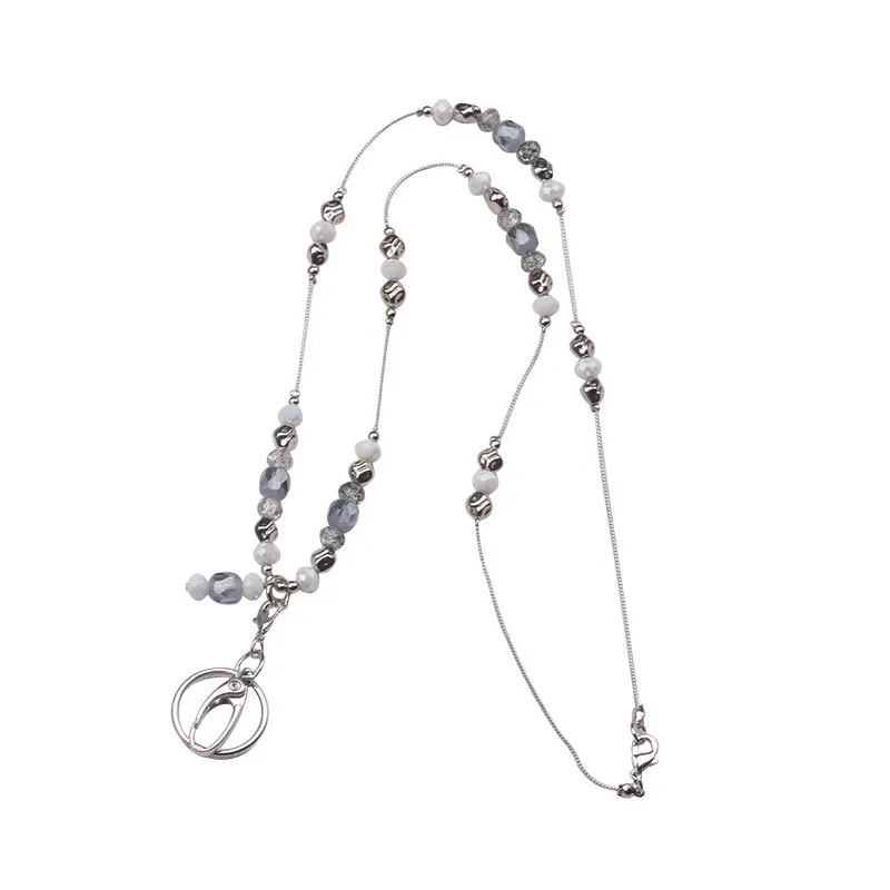 Women's Fashion Beaded Lanyard - Stainless Steel ID Badge Holder For Work & Style