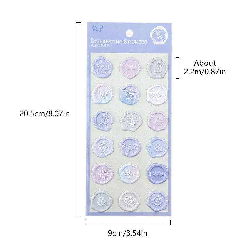18pcs Vintage Wax Seal Stamp Stickers DIY Scrapbooking Journal Decorations Gradient Envelope Sealing Tags Self Adhesive Sticker