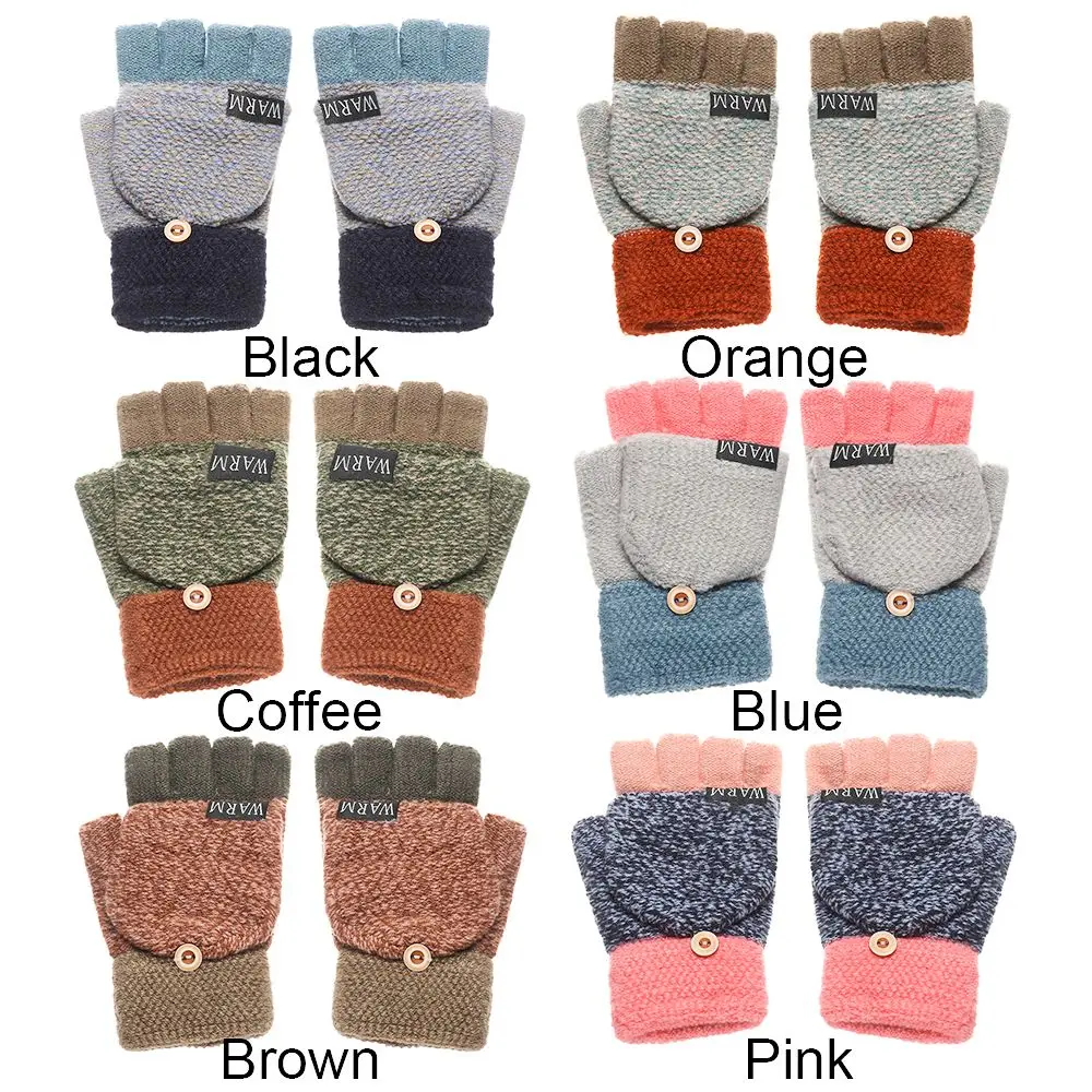 Wool Knitted Half Finger Gloves for Men and Women Winter