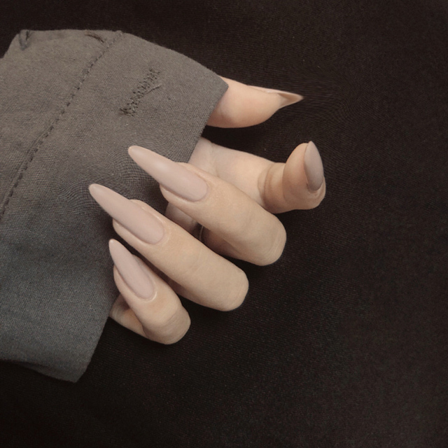 Khaki Pure Color Frosted Ballet matte Fake Nail press on Wearable Detachable Nail Tip Long Healthy full cover for Girl