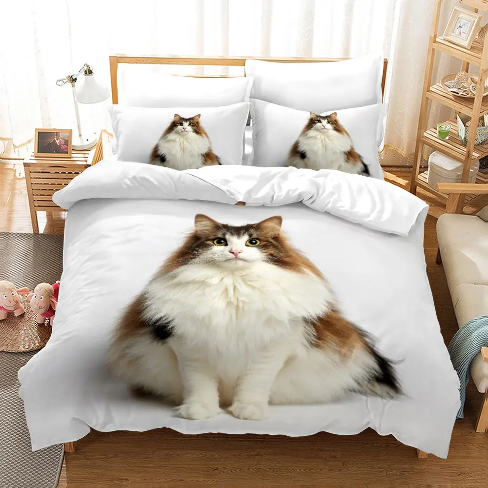 Funny Cat Bedding Set Kids Adult Duvet Cover Animal Home Textiles Bedclothes 2/3Pcs 200x200cm Bedclothes Cats Beddings 