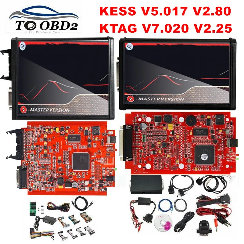 Kess Sw V2.80 V5.017 Eu Versie Online Versie Ktag V2.25 V7.020 4LED Rode Pcb Kess V2 5.017 Rode Ktag 7.020 geen Tokens Limited