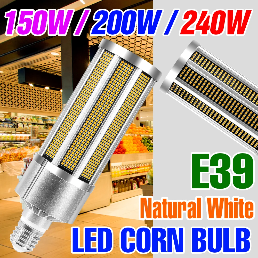 

E39 Spotlight LED High Power Bulb Corn Light 220V Lamp Garage Lamp 150W 200W 240W Warehouse Bulb Ceiling Light For Home Lighting