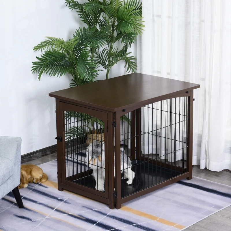 Title 8, Wooden Decorative Dog Cage Pet Crate Fence Side...
