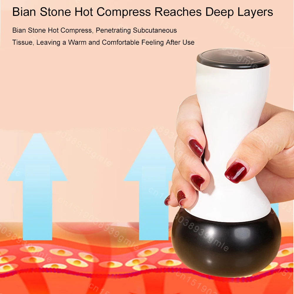 Electric Heating Bian Stone Gua Sha Massager Hot Compress Body Physiotherapy Tool Back Face Massage Warm Moxibustion Guasha Tool