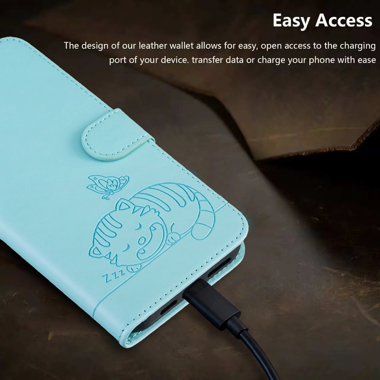 Nubia Focus Pro 5G Leather Case with Kawaii Phone Strap Cover