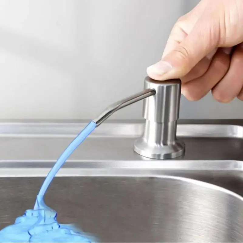 587F High-Quality Soap Dispenser Stainless Steel Head with Soft Silicone Body Easy to Fill Pump Bottle with Silicone Hose