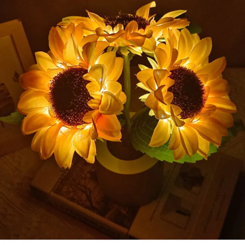 3 LED Night Light Rechargeable Sunflower Lights Interior Lighting Bedroom Bedside Desktop Decoration Table Lamp Night Lamps