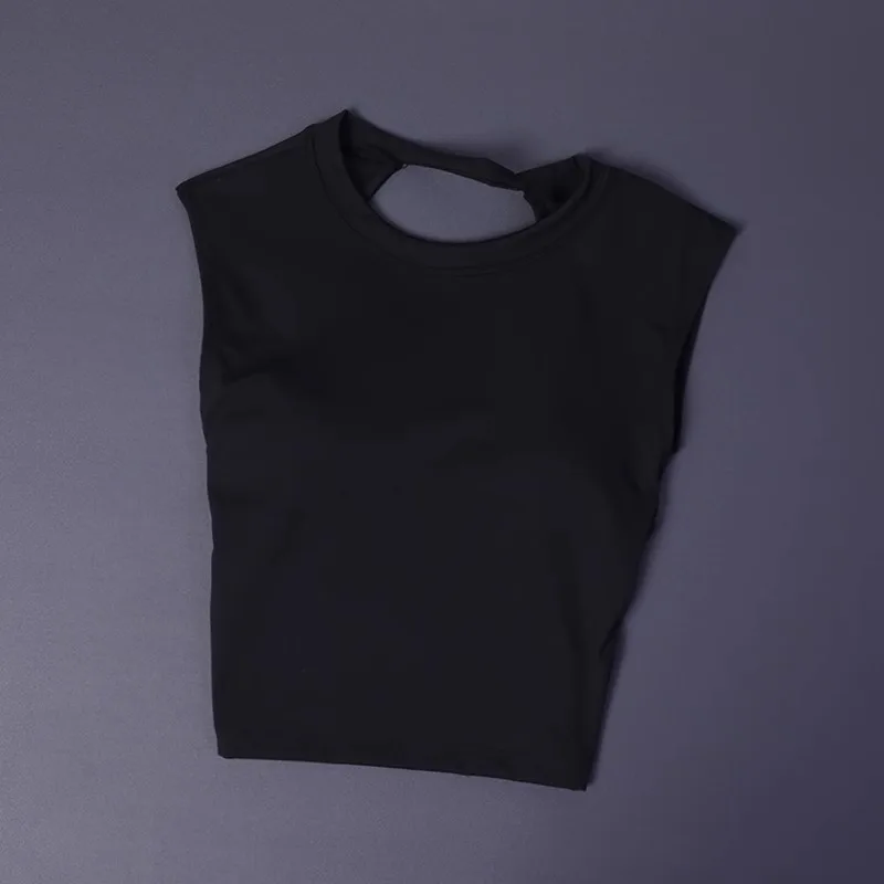 Yoga Top Women's Sexy Short Backless Fixed Chest Pad Sports T-shirt Vest Tight Quick Drying Sleeveless