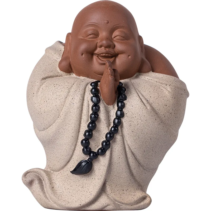 Creative Purple Sand Maitreya Tea Pet, Foyer, Antique Shelf, Attracting wealth, smiling face Buddha Tea Room Decoration