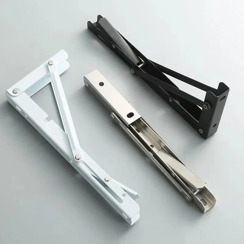 Folding Shelf Bracket 8inch 2pcs Heavy Duty Folding Shelf Brackets Triangle Straight Billy Bracket Wall Mounted Bench Table with Screws