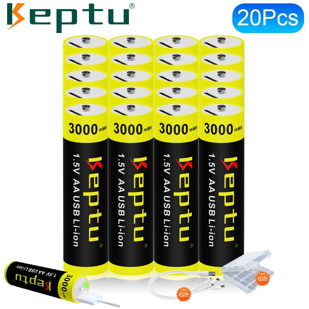 

12-40pcs AA Li-ion 1.5V rechargeable batteries USB AA battery aa lithium ion 1.5v AA battery + Gift Type-C Cable