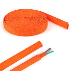 Heat Shrink Braided Sleeve - Flame Retardant, Wear Resistant, PET Insulation (4mm - 100mm) - 4mm (Orange)