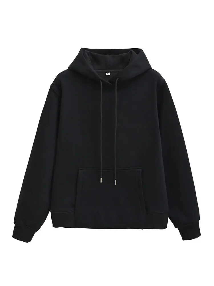 HH Autumn Women Casual Solid Hoodies Sweatshirts Coat With Pockets Long Sleeve Hooded Pullover Tops Office Lady Chic Outwear