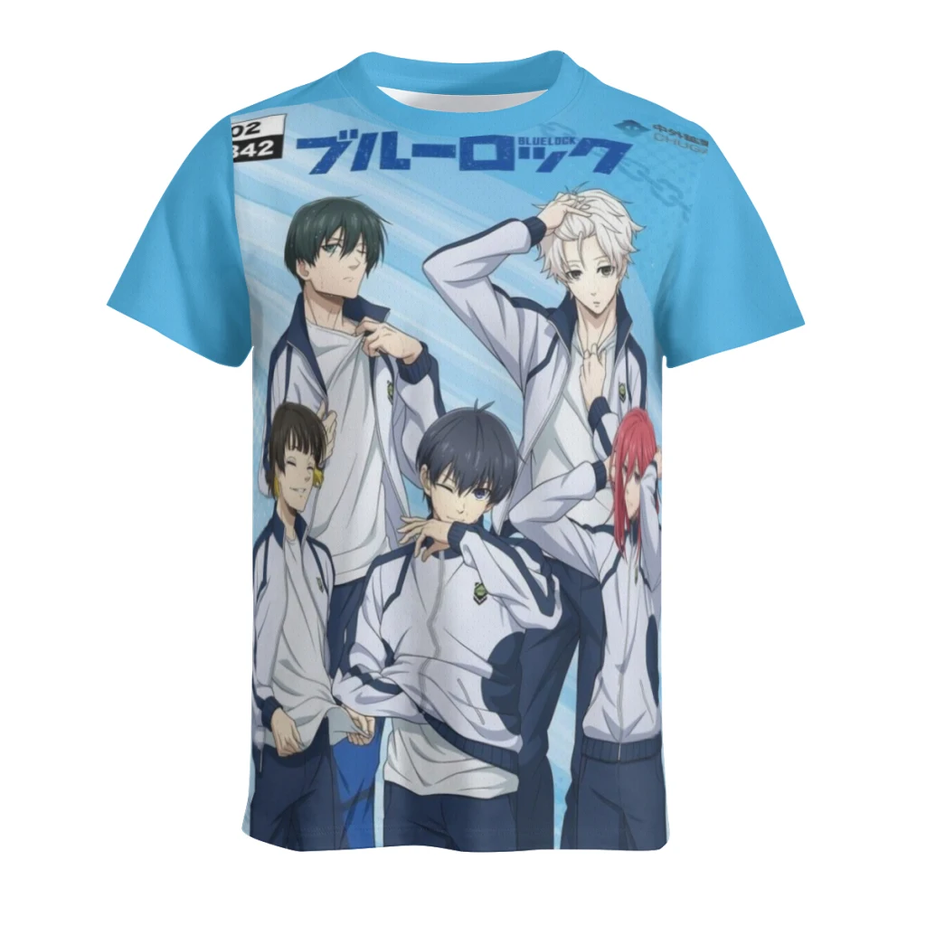 thumbnail image 1 of Camiseta de manga corta con cuello redondo y nueva marca de verano Blue Lock para hombre, 1 of 4
