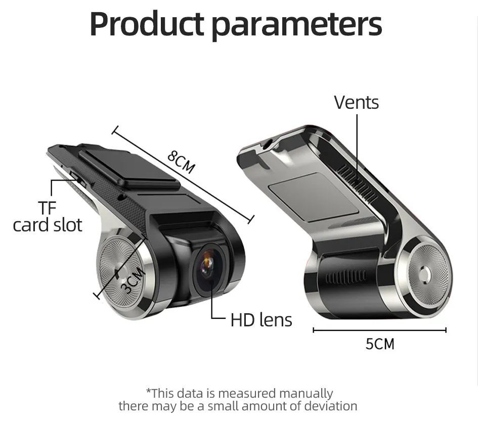 Car Dash Cam USB HD 1080P Wide Angle Car Camera Recorder Front