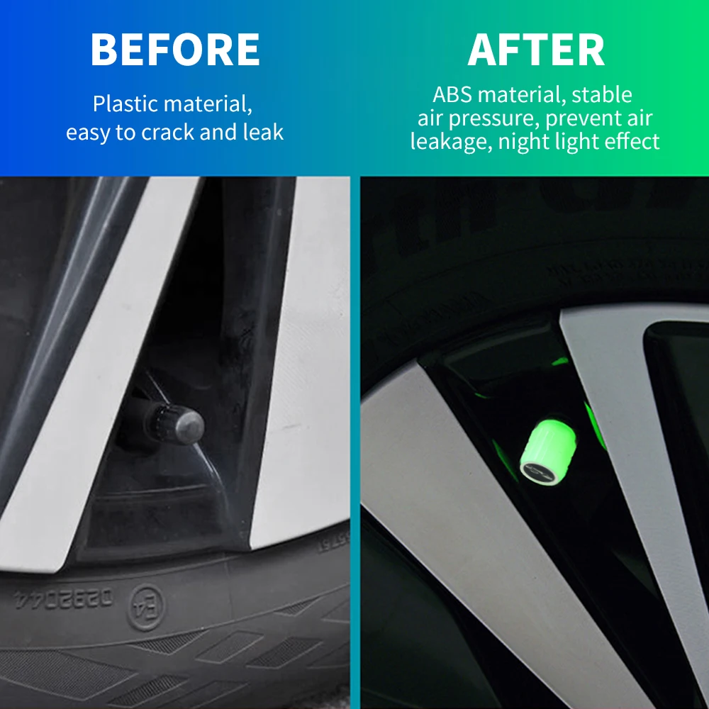 Luminous Tire Valve Caps Car Motorcycle Bicycle Wheel Hub Dustproof Cover Tyre Nozzles Night Glowing Decor