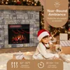 Raeford 40 Inch Wood Fireplace Mantel with Stone Brick Surround and 18" Electric Fireplace Insert | 40" L X 40" H X 11.5" D 4