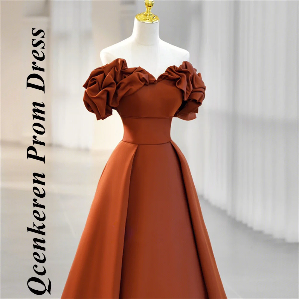 

Qcenkeren Slim Waist A-Line Floor-Length Formal Dress Charming Long Satin Women Formal Evening Gown 2024Off-shoulder Party Dress