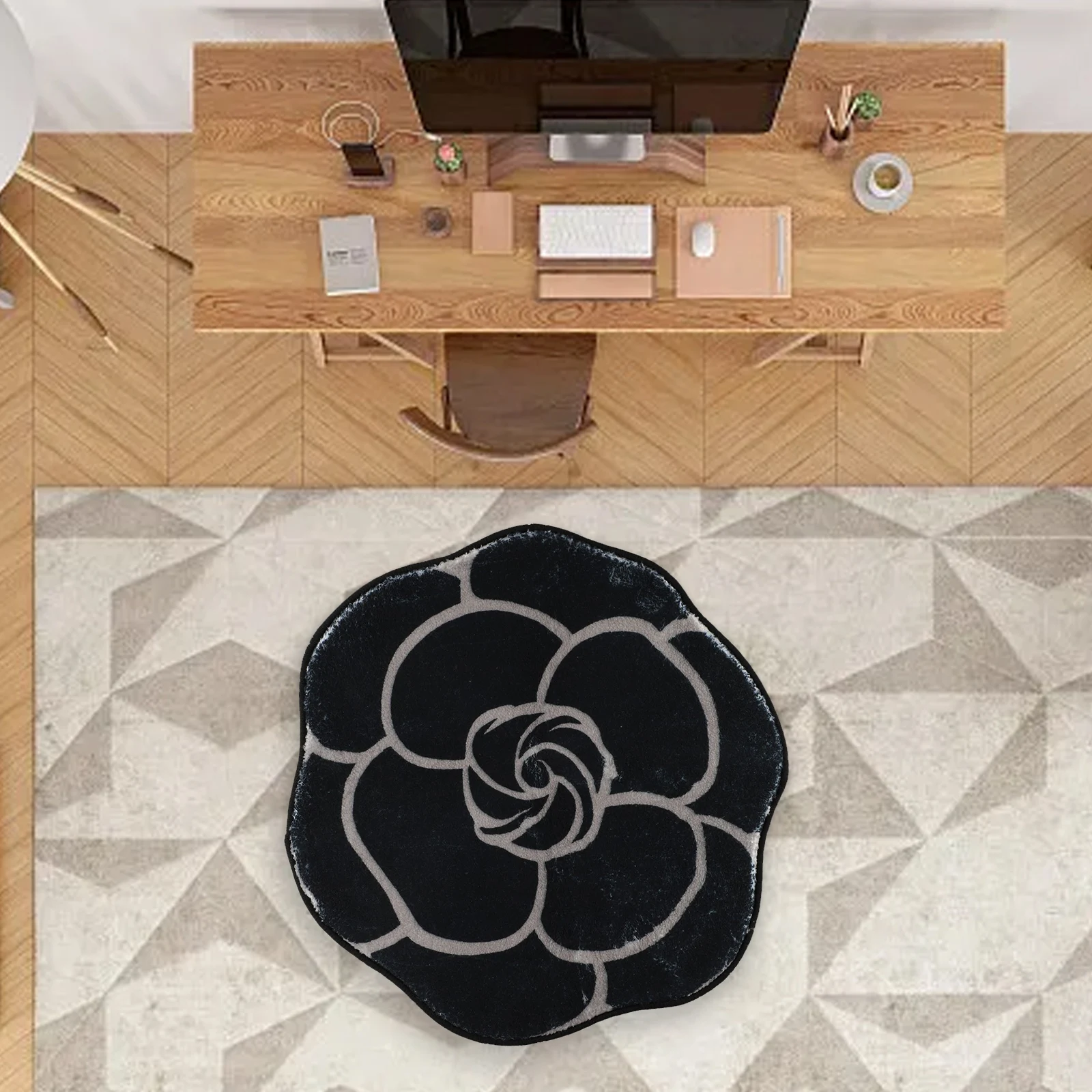 

40cm Flower Carpet French Cream Style Chinese Style Lotus Floor Mat Bedside Blanket Cloakroom Mat Non-slip Bathroom Rugs Carpets