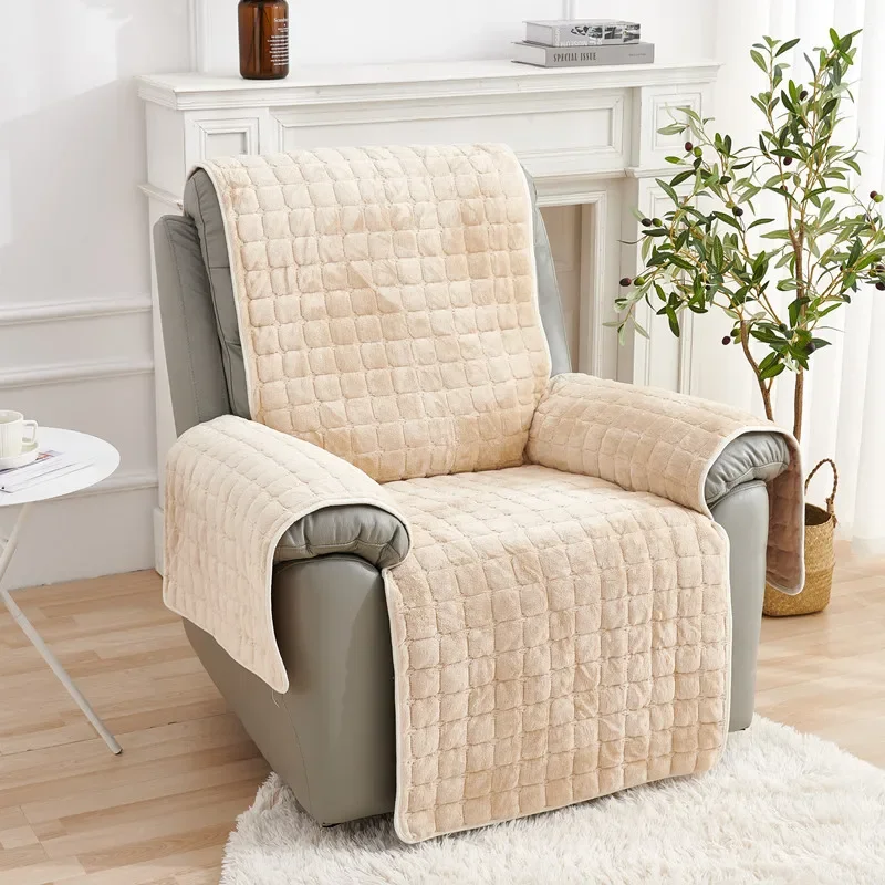 1/2/3 Seater Recliner Sofa Cover Flannel Armchair Case Plush Sofa Cover Non-Slip Relax  Chair Slipcovers Home Decor 5