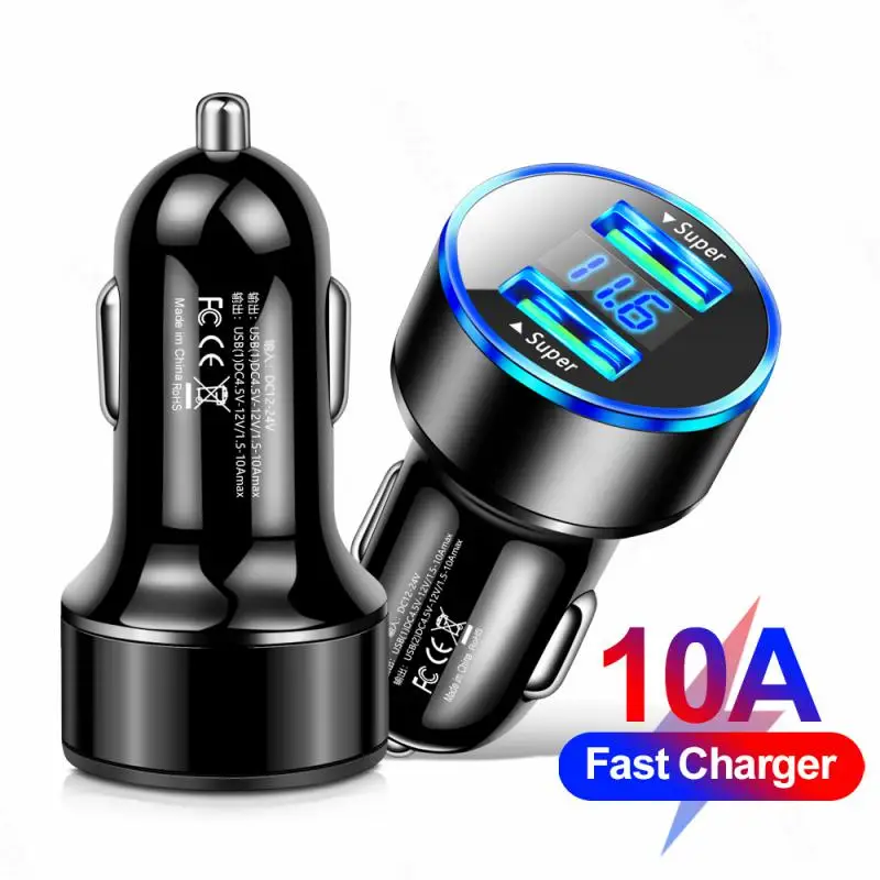 담배 라이터용 차량용 충전기, 스마트폰 USB 어댑터, 휴대폰 충전기, 듀얼 USB 디지털 디스플레이 전압계, 고속 충전