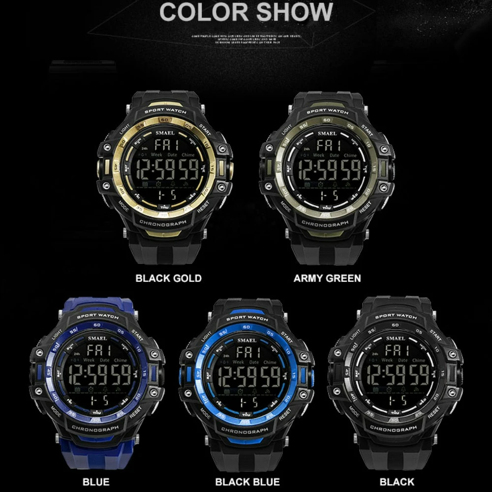 2024 Men's Sports Watch Chronograph Outdoor Waterproof Large Screen Trend Luminous Alarm Clock Watch Relogio Digital Masculino