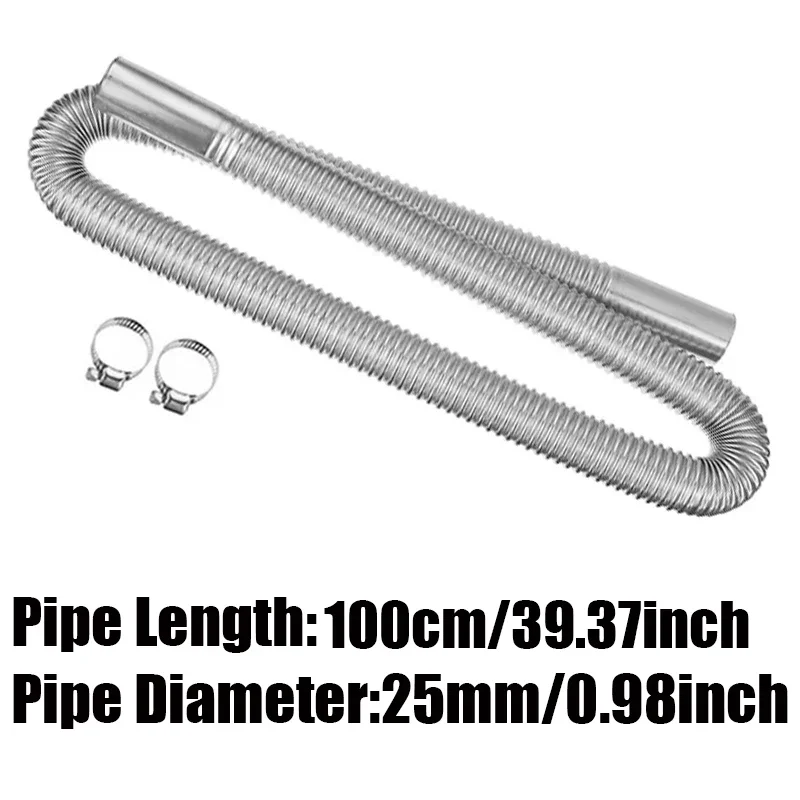 100cm Car Air Diesel Parking Heater Exhaust Pipe Tube Hose 24mm Air Filter Muffler Silencer With Clip For Webasto Eberspacher