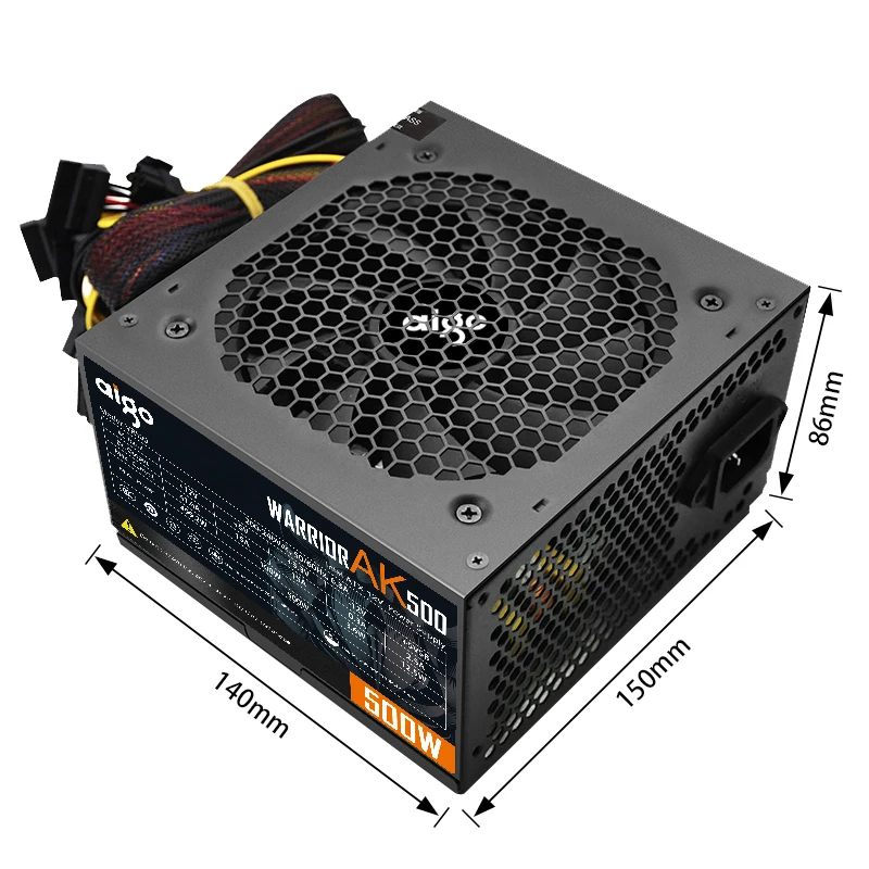 وحدة إمداد طاقة سوداء Aigo AK W PC PC PSU هادئة لل...