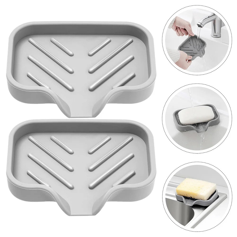 

Kitchen Countertop Household Shower Soap Holder Soap Dish Soap Storage Containers Bathroom Soap Holder Silicone Soap Trays